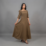 Mocha Elegance Satin Maxi Dress