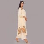 Charcoal Slate Straight-Cut Kurta with Intricate Ivory Floral Border