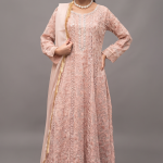 Baby Pink Embroidered Anarkali with Chiffon Dupatta