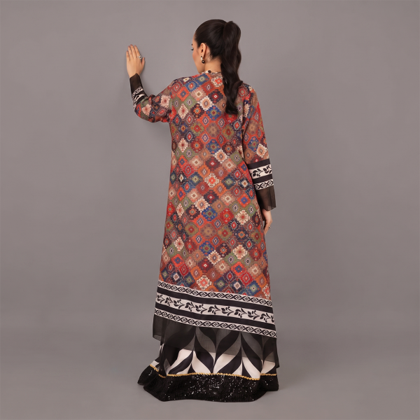 Artistic Printed Long Overlay with Co-ord Inner Set