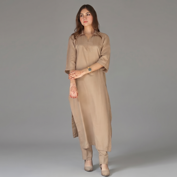 Women's Minimalist Beige Co-ord Set