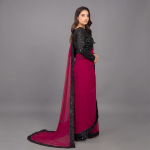 Midnight Glamour Crimson Saree