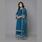 Royal Teal Grace Embroidered 3-Piece Suit