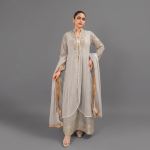 Manahil Embroidered Coffee 3-Piece Festive Anarkali Set