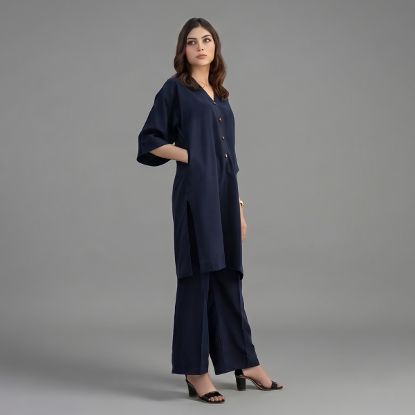 Women's Minimalist Navy Blue Co-ord Set