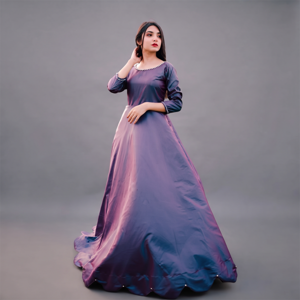 Royal Plum Ombre Floor-Length Gown