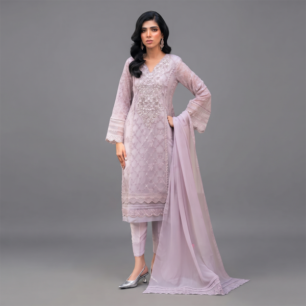 Lilac Embroidered Net Suit