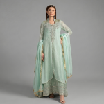 Elegant Mint Green Embroidered Anarkali Ensemble