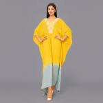 Elegant Yellow & Ice-Blue Ombre Kaftan