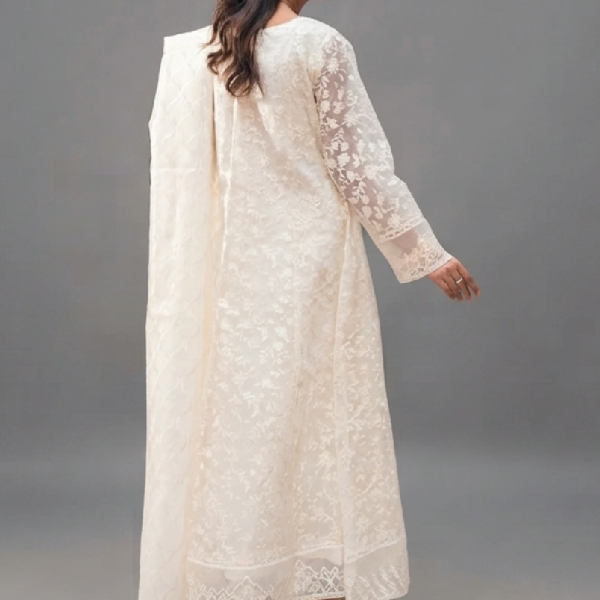 Off-White Luxe Embroidered Formal Suit