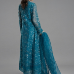 Blue Embellished A-Line Kurta