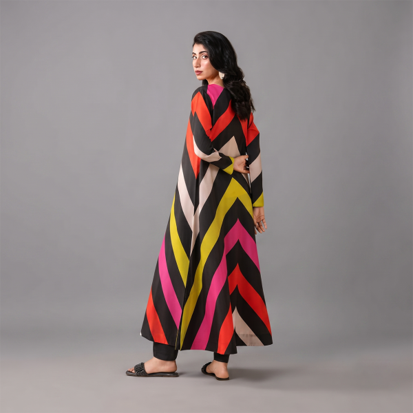 Vivid Chevron Printed Maxi Dress