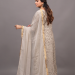 Silver Mist Embroidered Anarkali with Chiffon Dupatta