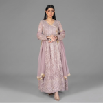 Elegant Mauve Embellished Anarkali Suit Set – 3-Piece Festive