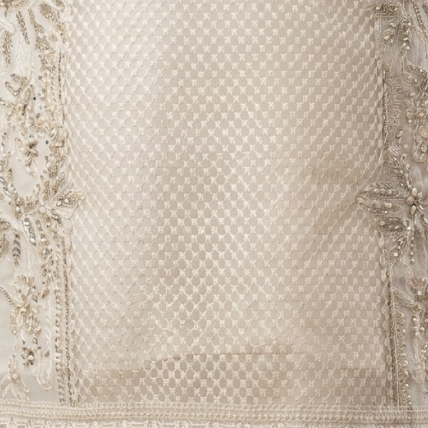 Off-White Textured Embellished Kurta with Matching Palazzo Pants