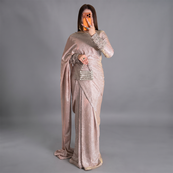 Champagne Starlight Drape Saree