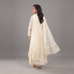 Ivory Chikankari Anarkali Suit with Embroidered