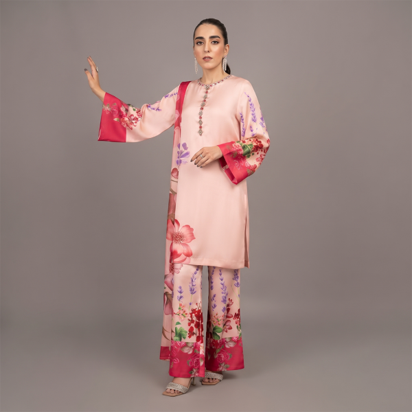 Pastel Peach Floral Co-ord Set