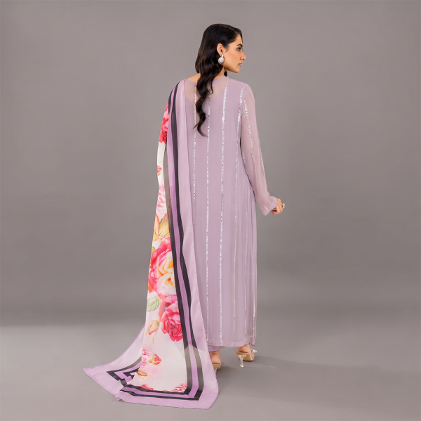 Lavender Embellished Tunic and Printed Dupatta Set
