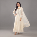 Ivory Chikankari Anarkali Suit with Embroidered