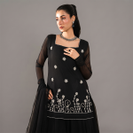 Midnight Blossom Embroidered Sharara Suit