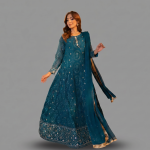 Embellished Teal Kalidaar Anarkali Set