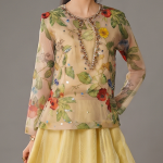 Golden Floral Ethereal  Crop Top Skirt