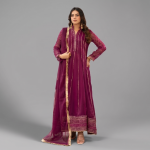 Manahil Gota Embroidered Purple Festive Kalidaar Set