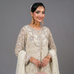 Ivory Embroidered Front-Open Maxi Suit