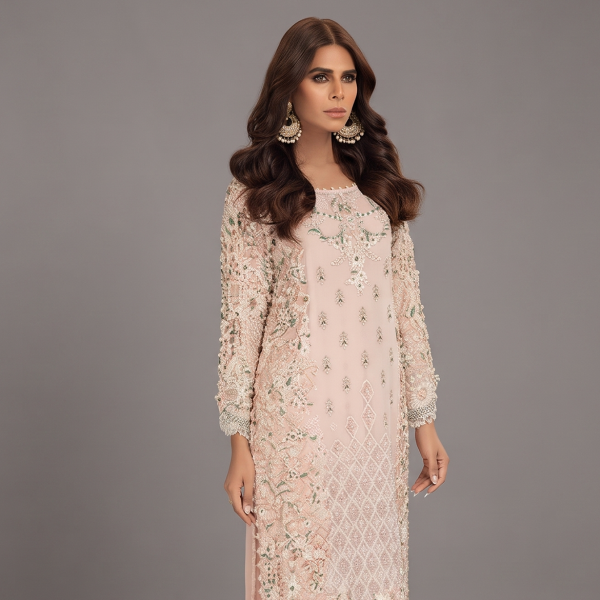 Blush Pink Heavy Embroidered Suit