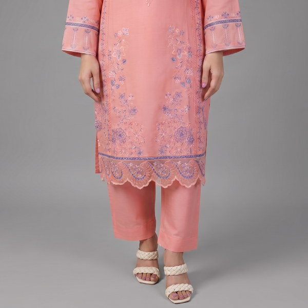 Coral Embroidered Co-ord Set