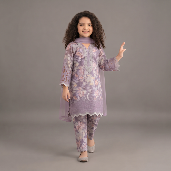 Lavender Floral Embroidered Kurta