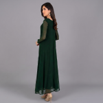 Emerald Green Solid Georgette Maxi Dress