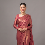 Rose Gold Radiance Satin Saree