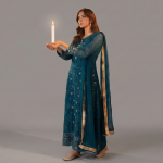Embellished Teal Kalidaar Anarkali Set