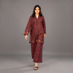 Burgundy Bloom Embroidered Co-Ord Set