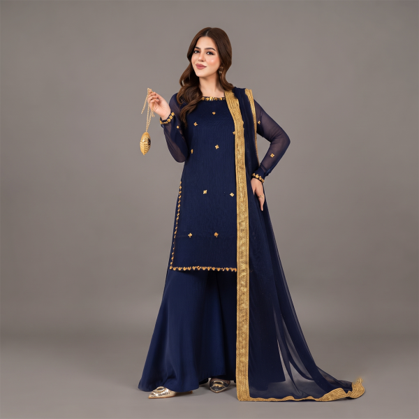 Midnight Royale Embroidered Sharara Suit