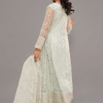 Mint Green Minimalist Embroidered Organza Co-ord Set