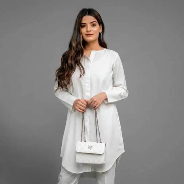Chic Ivory High-Low Tunic Co-Ord Set