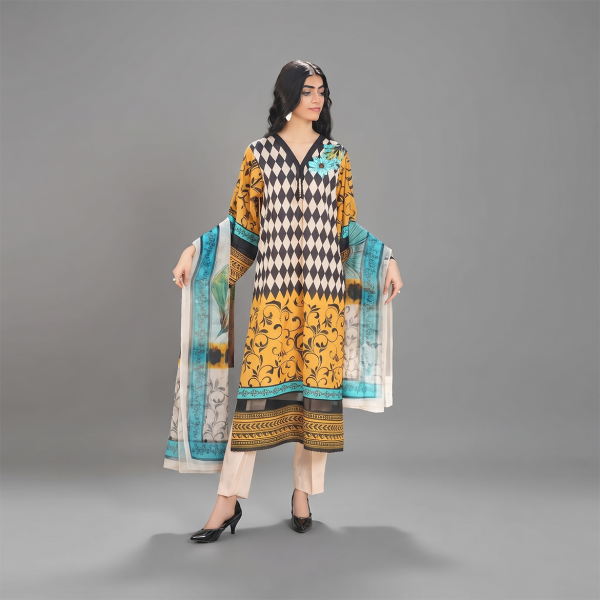 Golden Noir Printed Lawn Set