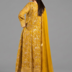 Mustard Minimalist Embroidered Anarkali Set