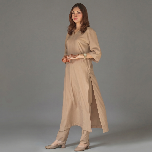 Women's Minimalist Beige Co-ord Set
