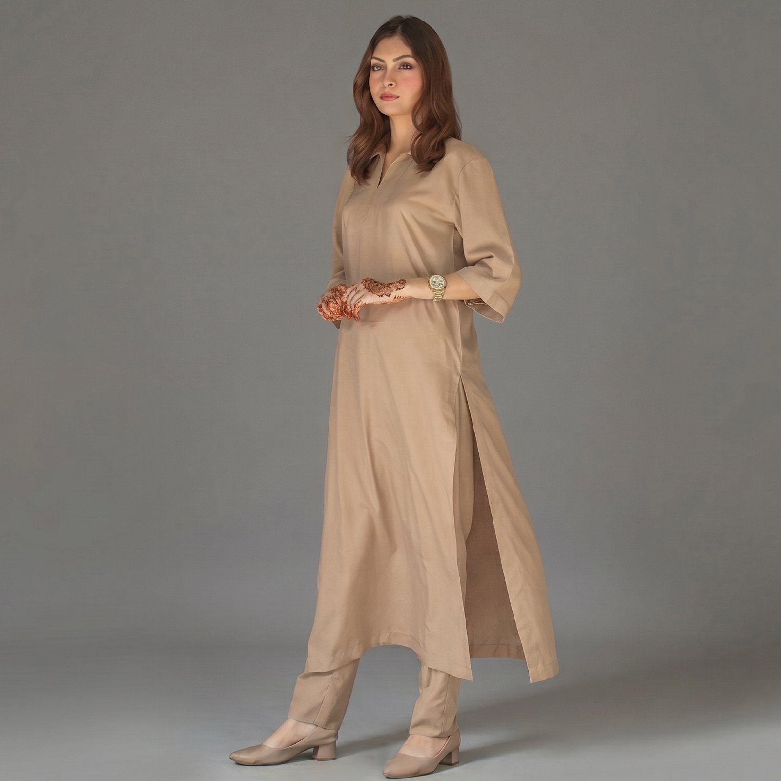 Women's Minimalist Beige Co-ord Set
