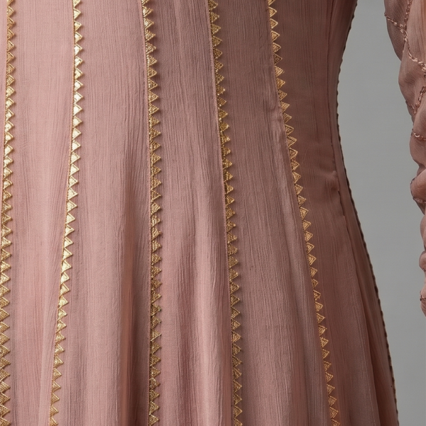 Mauve Minimalist Embroidered Organza Anarkali Set