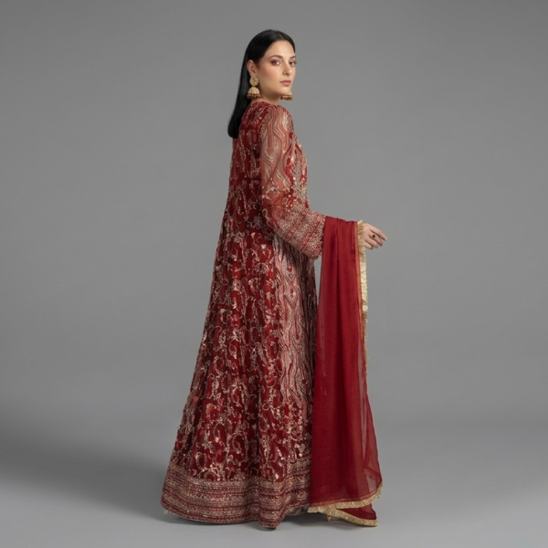 Embellished Maroon Angrakha Set