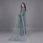 Sage Serenity Embroidered 3-Piece Luxury Suit