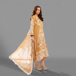 Mustard Embroidered 3-Piece Festive Suit