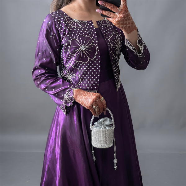 Royal Plum Embroidered Maxi Suit