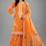 Vibrant Orange Embroidered Three-Piece Suit