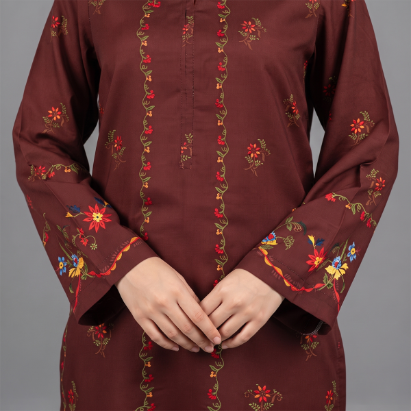 Burgundy Bloom Embroidered Co-Ord Set